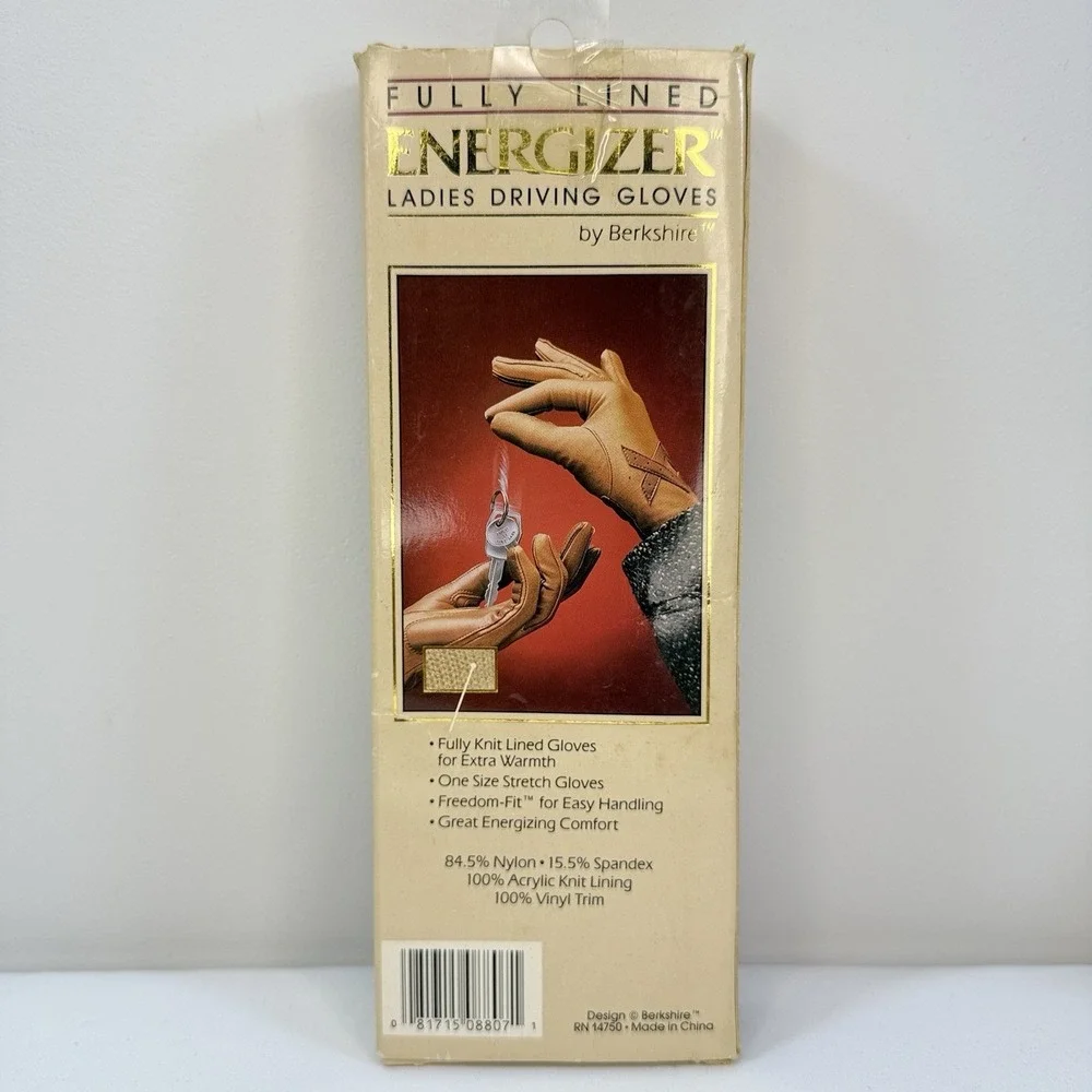 VTG Berkshire Energizer Ladies Driving Gloves One Size Stretch Lined Tan NOS Box